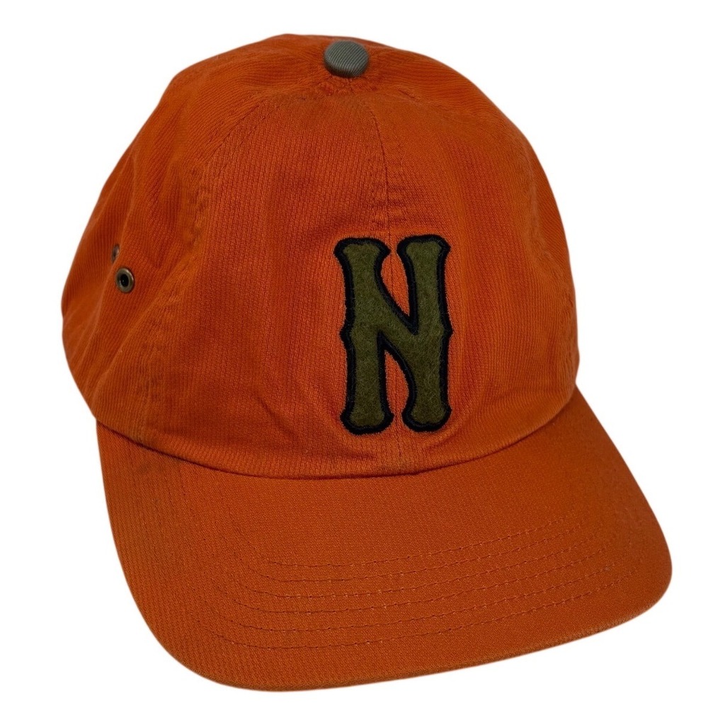 Vintage Mens 90s Nike Varsity‎ Letter N Logo Dad Hat Orange Strapback Cap F9WDI